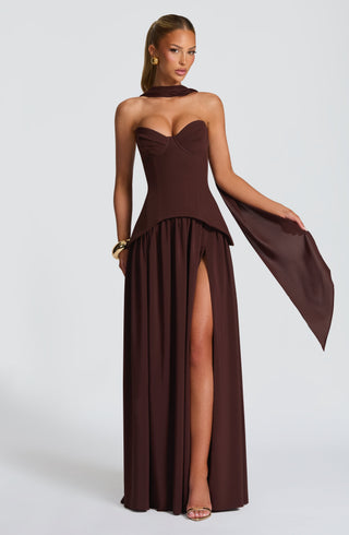 Vietta Maxi Dress - Plum Brown - Napalia