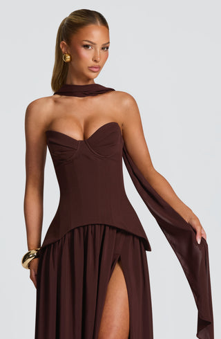 Vietta Maxi Dress - Plum Brown - Napalia