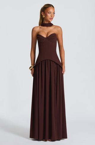 Vietta Maxi Dress - Plum Brown - Napalia