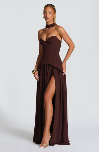 Vietta Maxi Dress - Plum Brown - Napalia