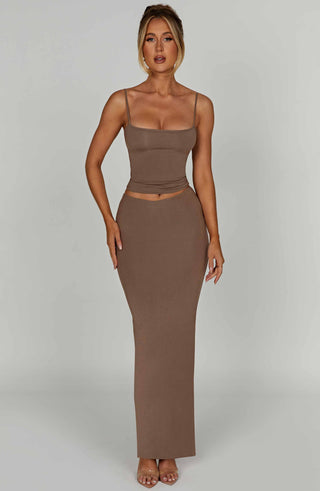 Yazmin Maxi Skirt - Mocha - Napalia